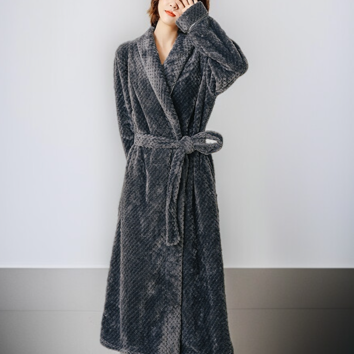 睡袍秋冬加長加絨加厚