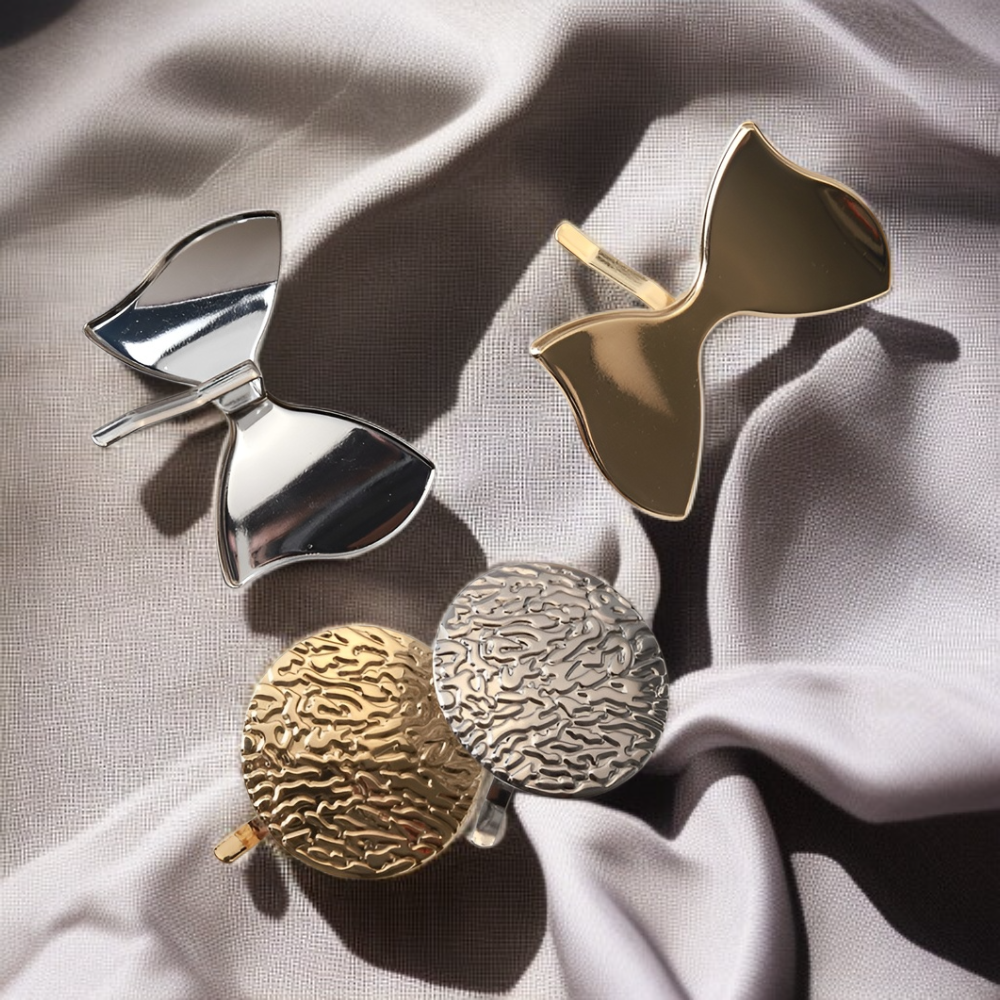 溶岩型の金属製ヘアクリップ