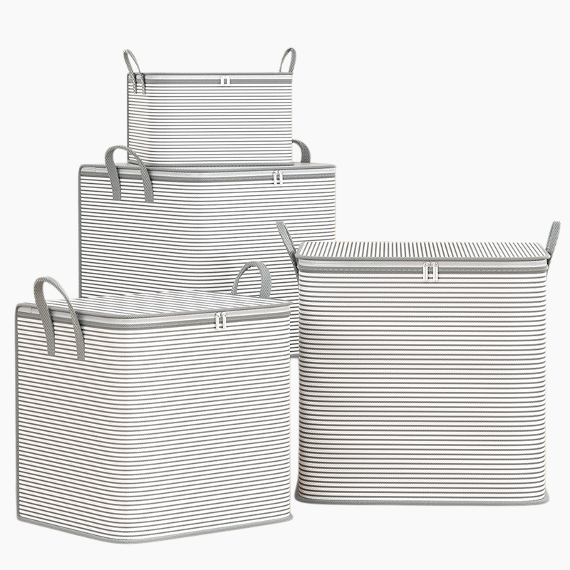 방수 방진 수납 파우치 대용량 스트라이프 정리 의류 접이식 부직포 바지 수납 파우치