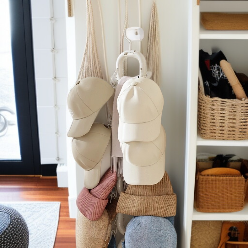 رف تخزين متعدد الاستخدامات للقبعات والأوشحة بتصميم دوار