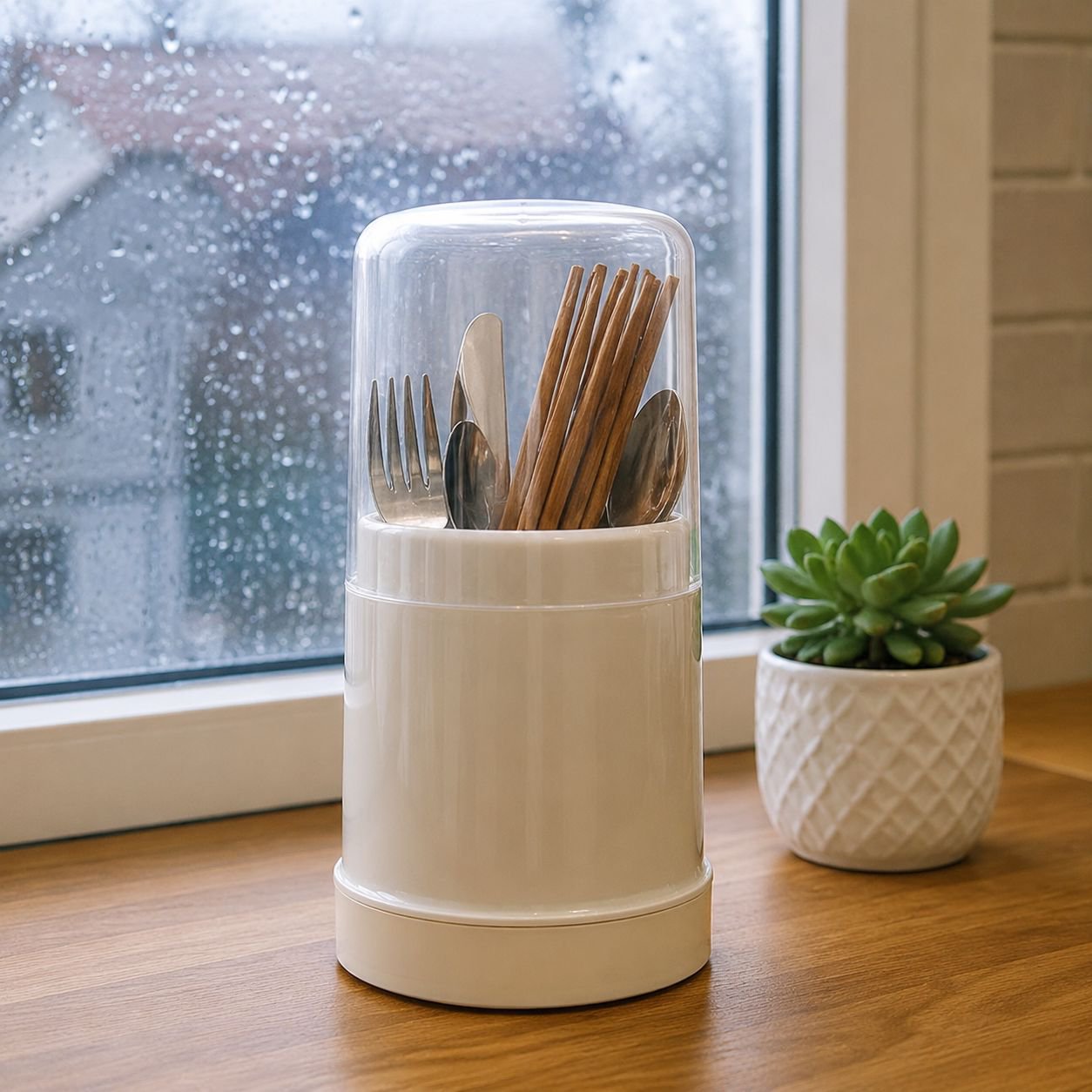 Chopsticks organizer showing drainage system