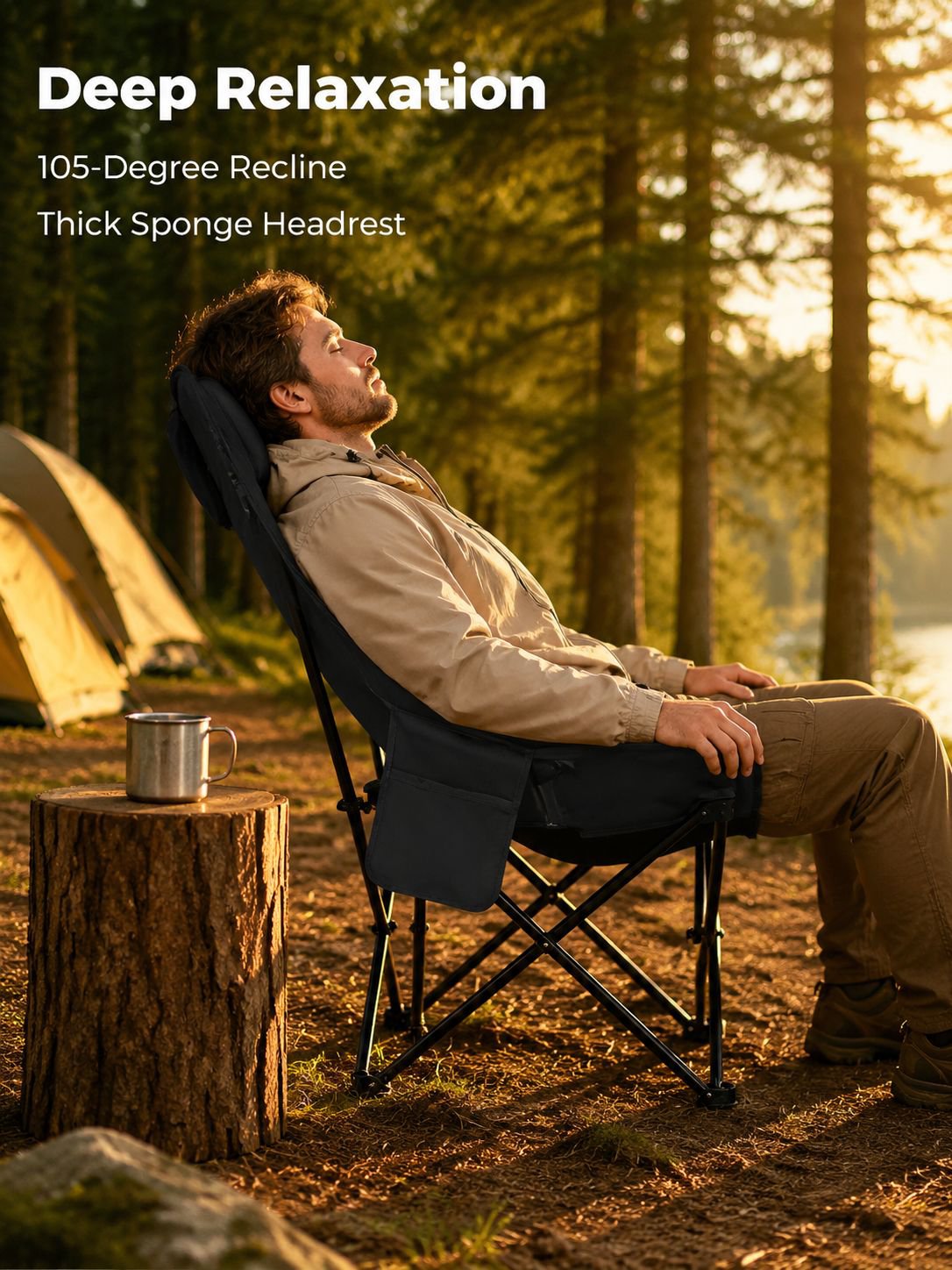 High-back folding fishing chair