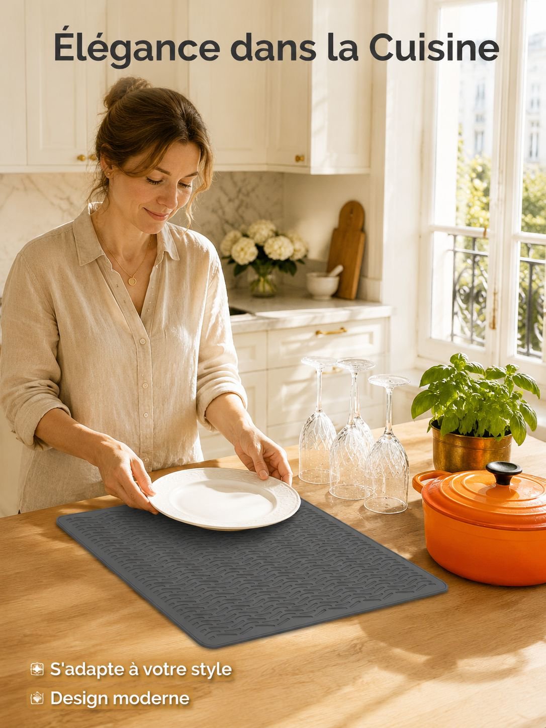 Tapis égouttoir en silicone pour cuisine