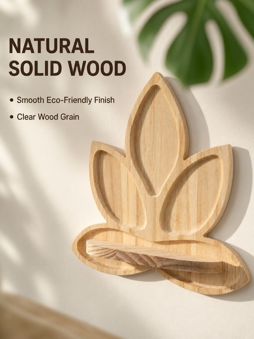 Solid Wood Lotus Wall Mounted Storage Rack