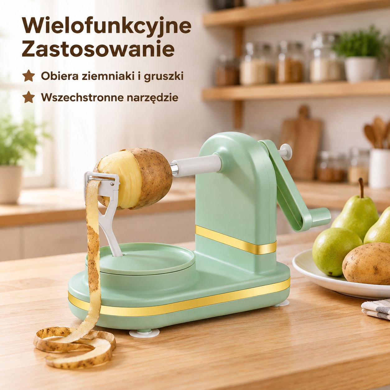 Ręczna obieraczka do jabłek z korbką