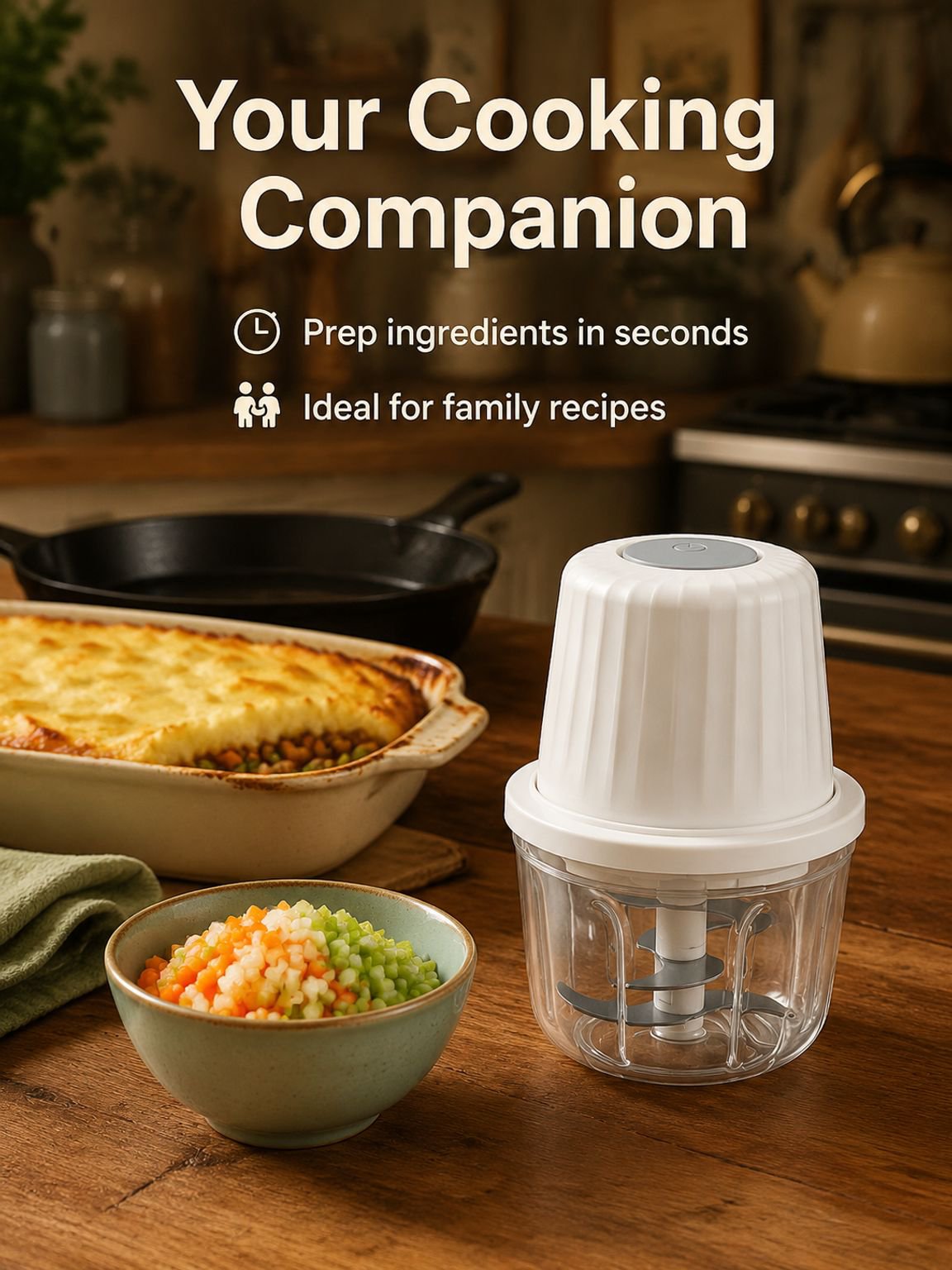 Easy-to-clean cordless mini garlic chopper parts
