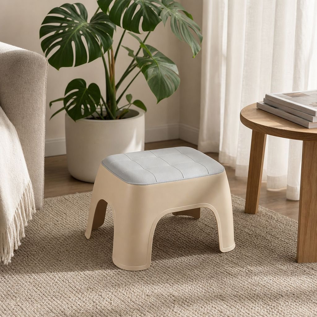 Children's plastic non-slip stool for shoe changing