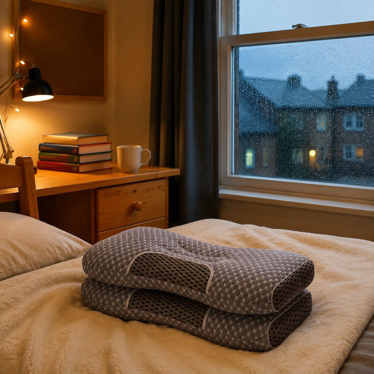 Compact pillow suitable for dorm beds