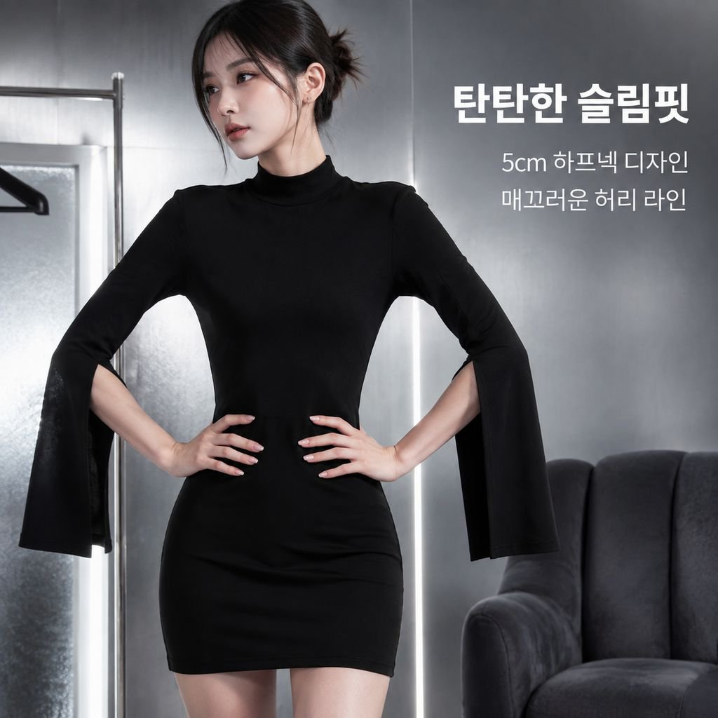 가을 겨울 신상 반하이넥 트임 소매 홀로우 여성 상의