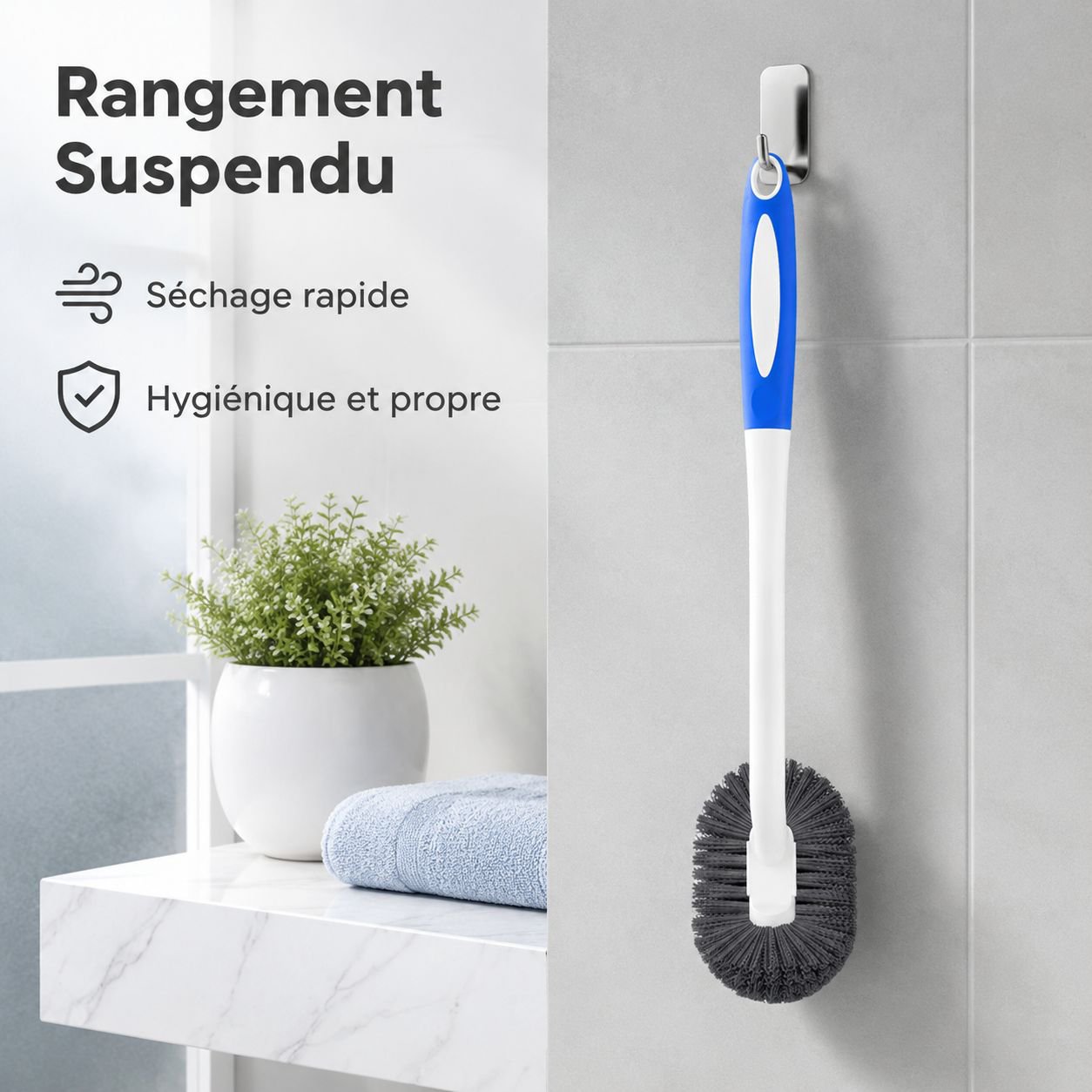 Nouvelle brosse de toilette sans angle mort pour la maison