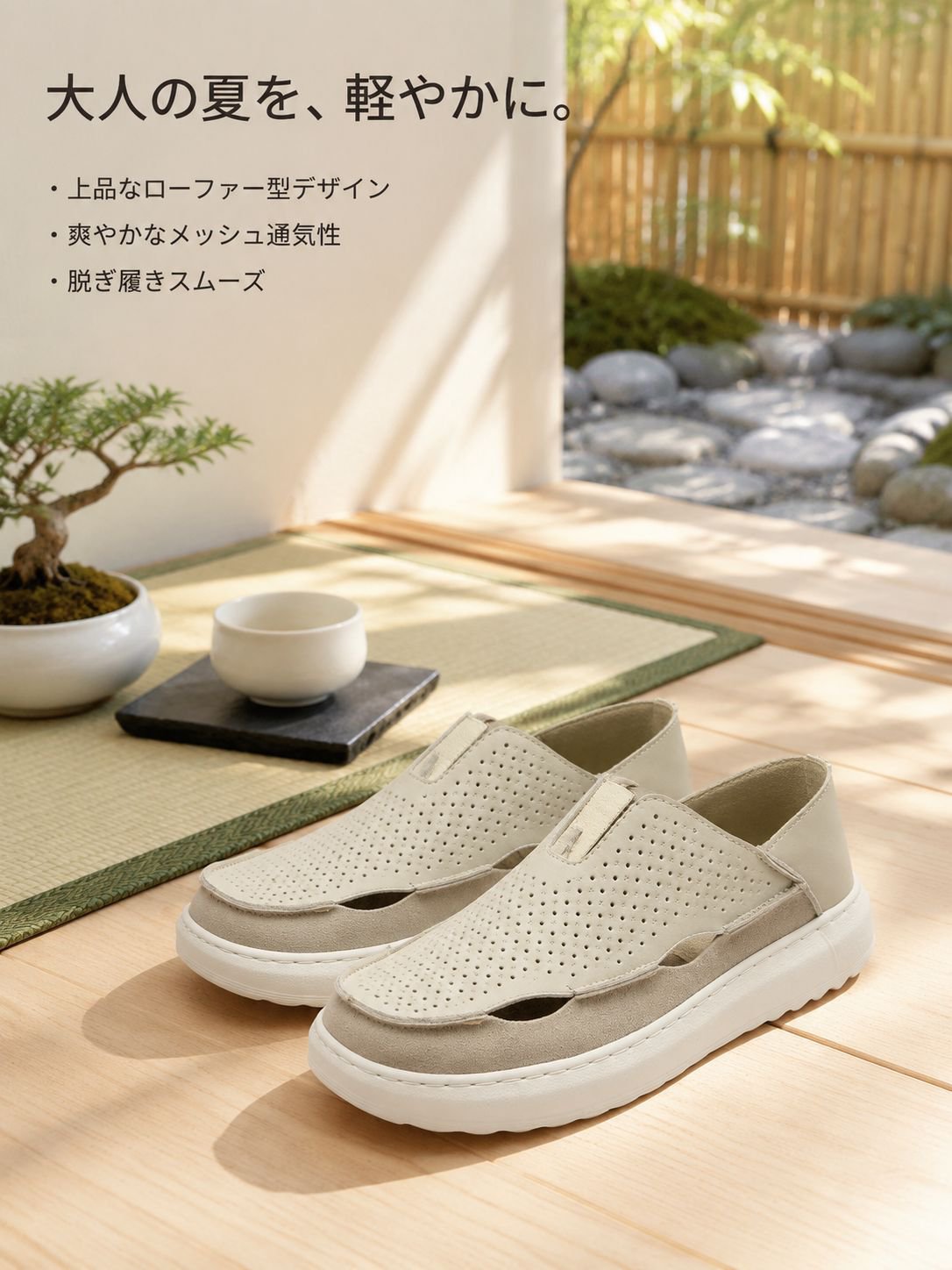 大きいサイズ メンズ 夏用 通気性カジュアルシューズ 軽量ローファー サンダル