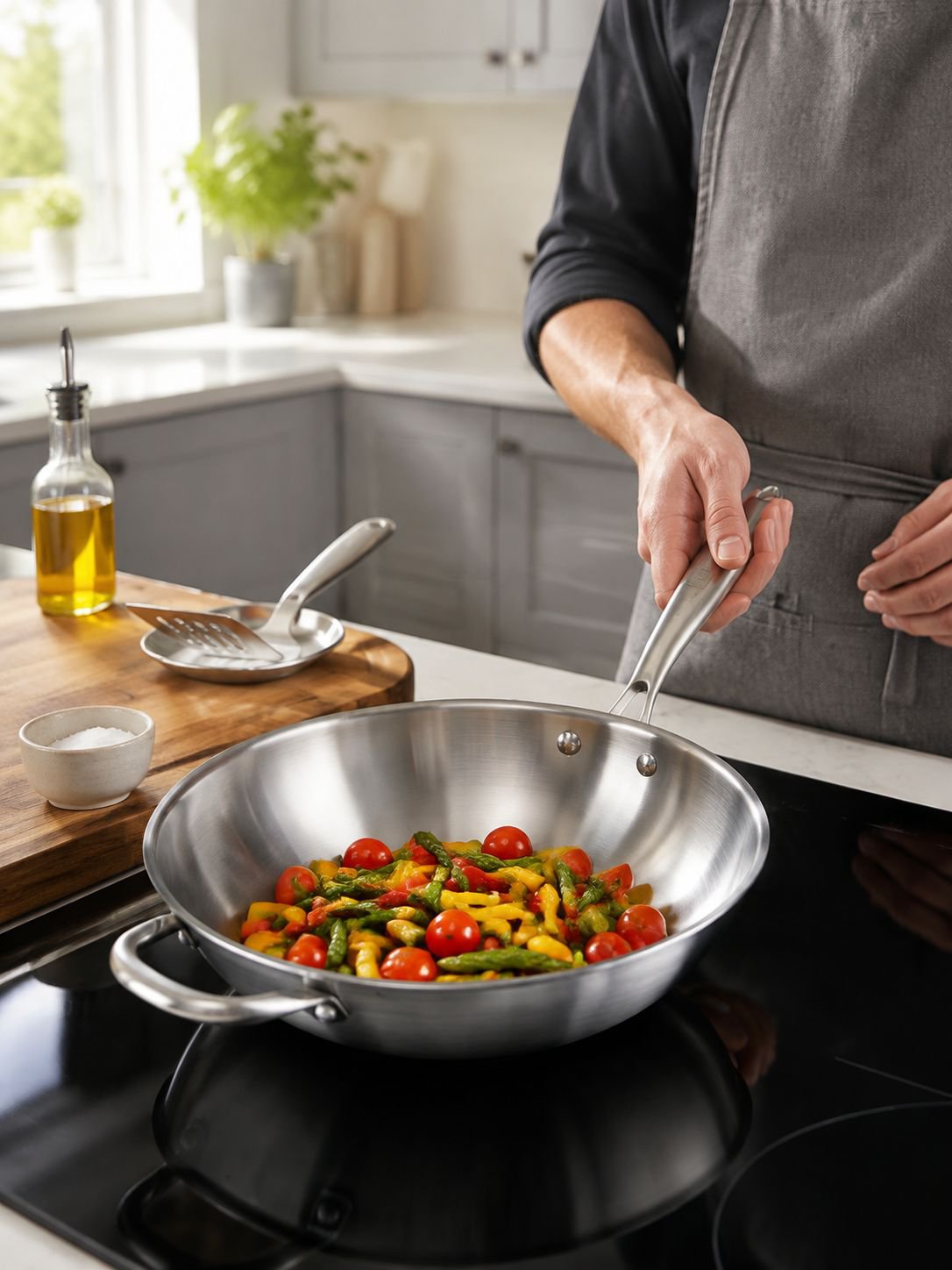 304 stainless steel frying pan suitable for IH cooktops