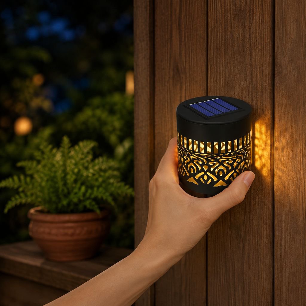 Weather-resistant solar wall light for exterior use