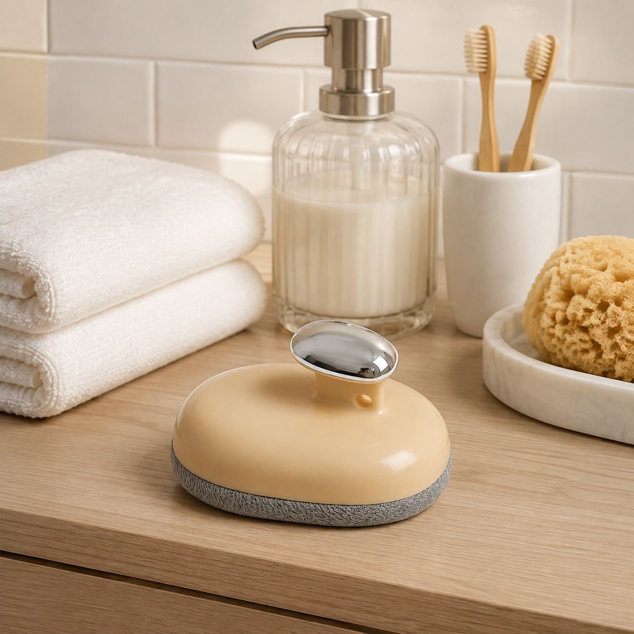 Absorbent bath towel soaking up water quickly