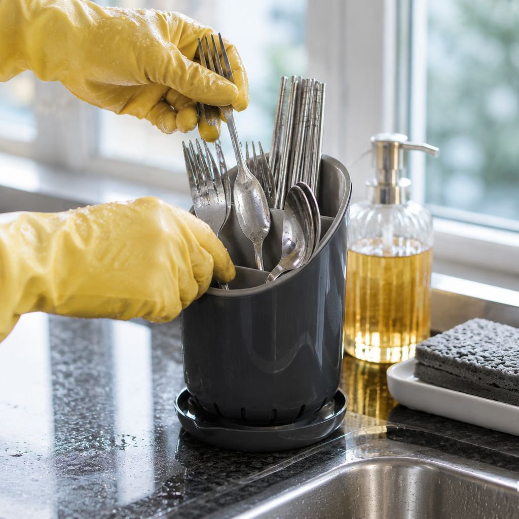 Removable Tiered Utensil Organizer with Water Drainage