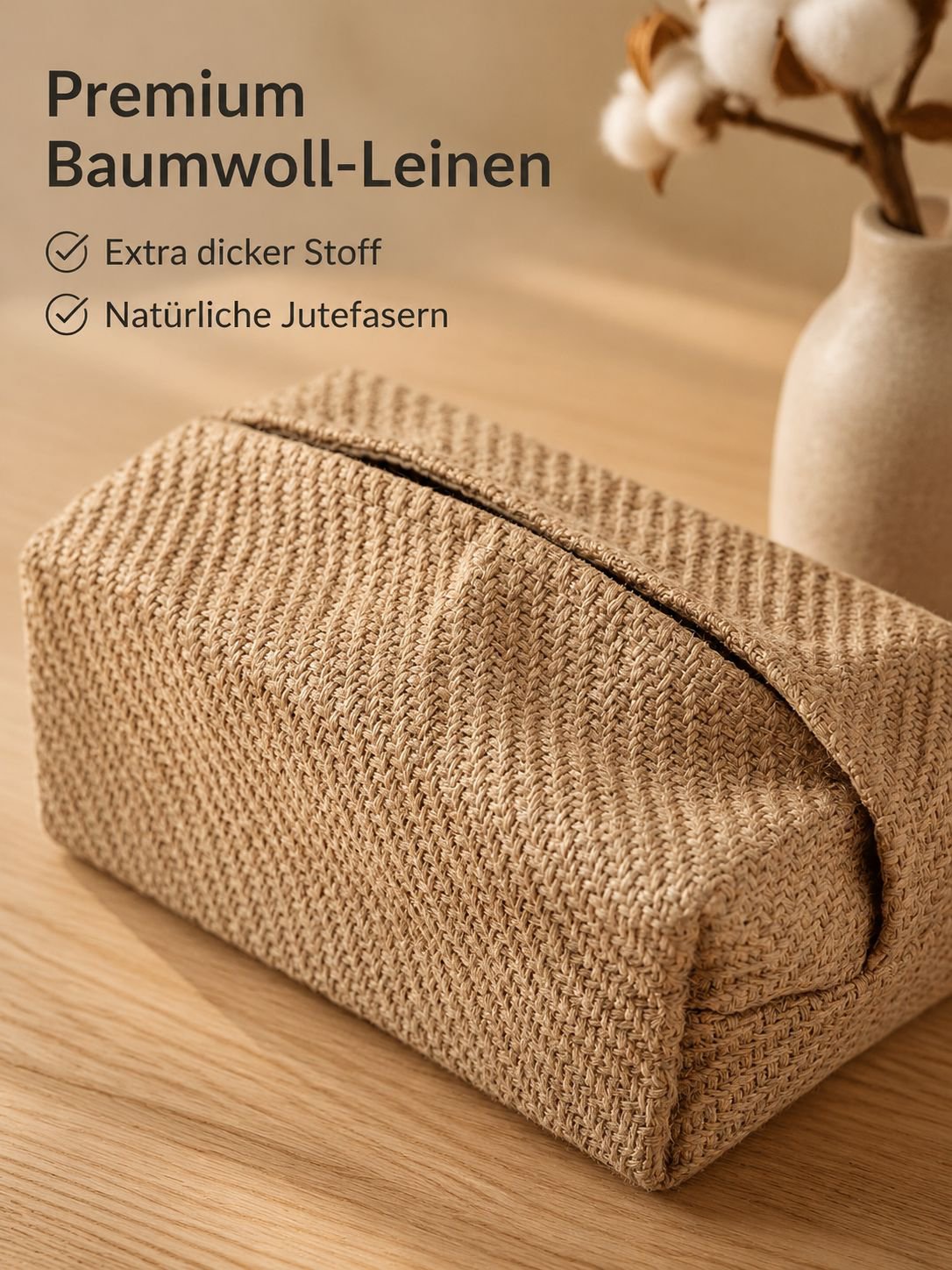 Baumwoll-Leinen Taschentuchbox Aufbewahrungstasche im japanischen Stil für Wohnzimmer und Esstisch