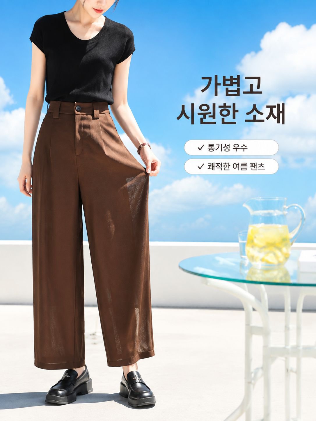 허리밴딩 루즈핏 슬림구제 9부 벌룬팬츠