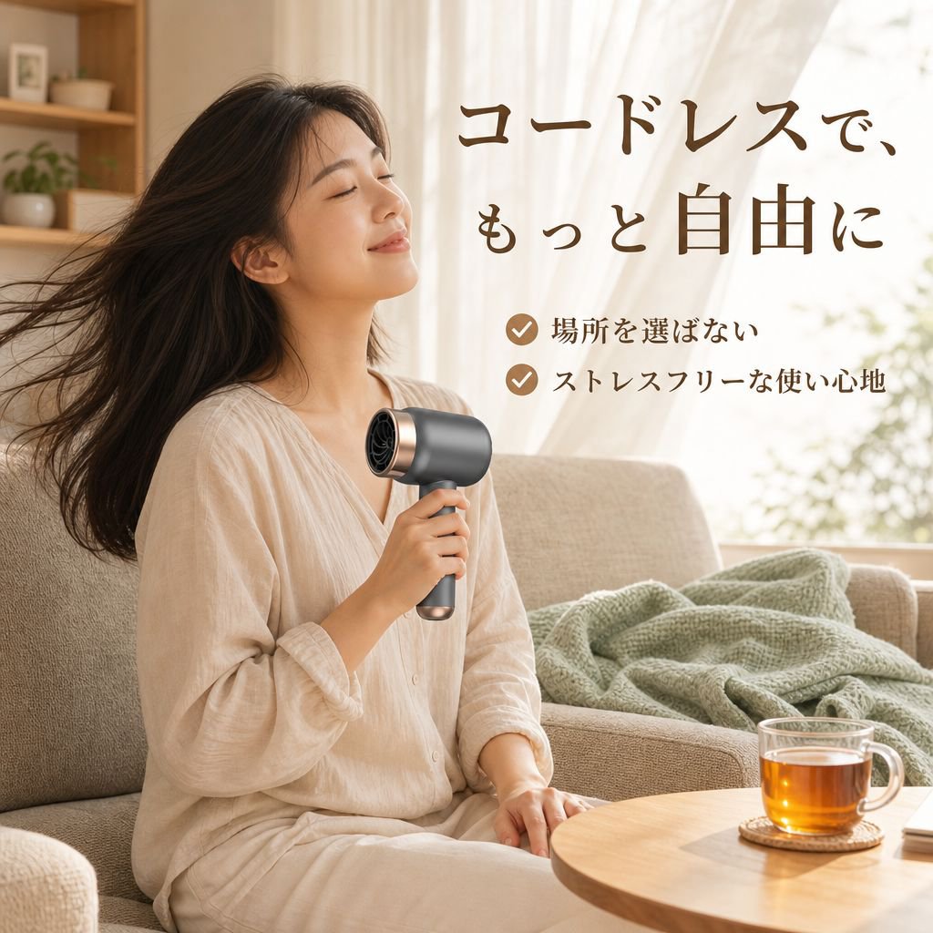 高効率マイナスイオン充電式リーフレスヘアドライヤー
