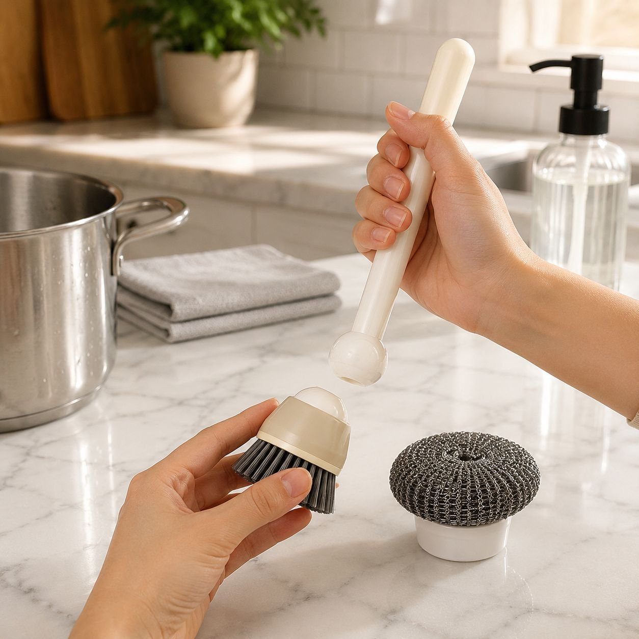 Household kitchen special pot brush long handle