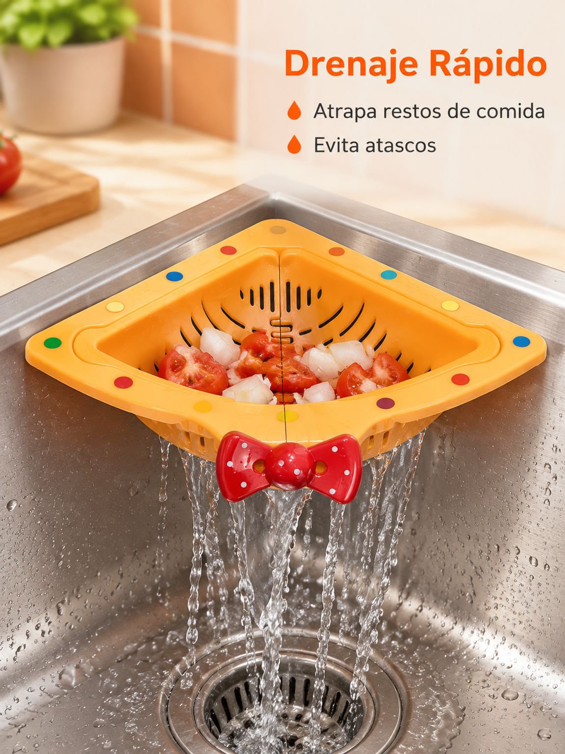 Canasta colgante de malla triangular para drenaje doméstico