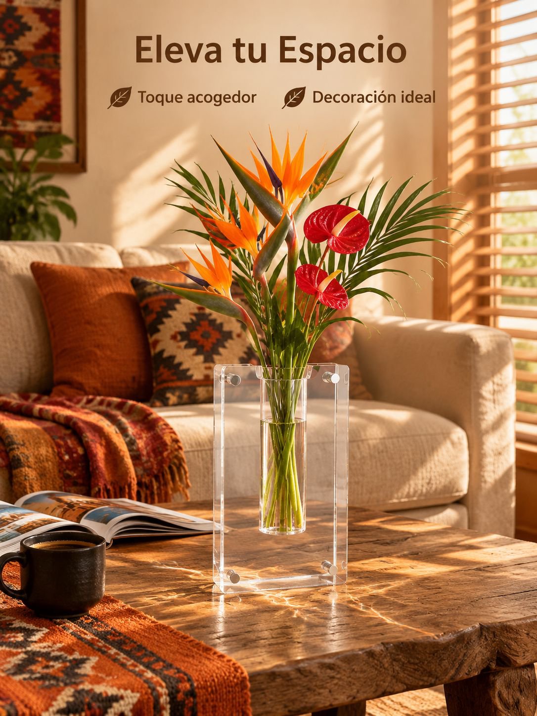 Jarrón creativo de acrílico para el hogar, hidroponía y arreglos florales