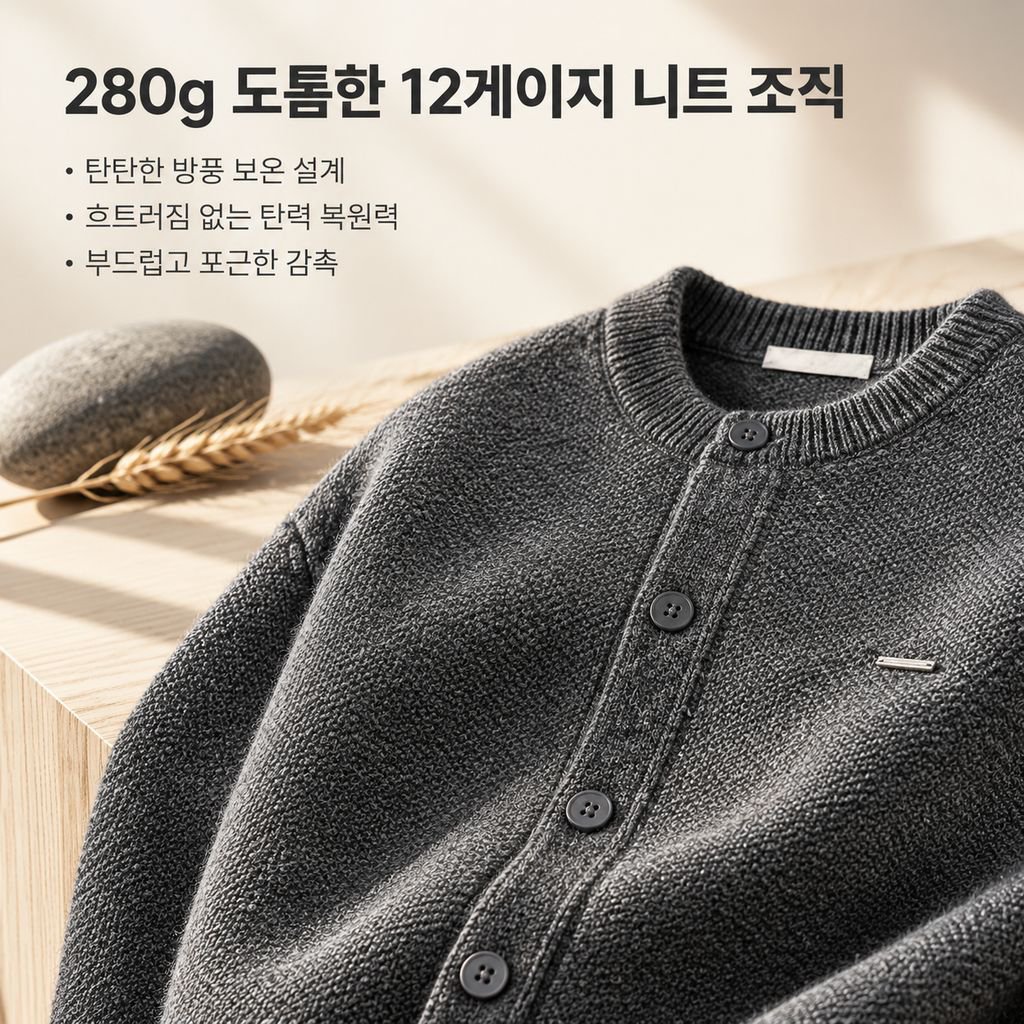 가을 남성 올드머니룩 솔리드 베이스볼넥 니트 가디건 자켓 루즈핏 상의