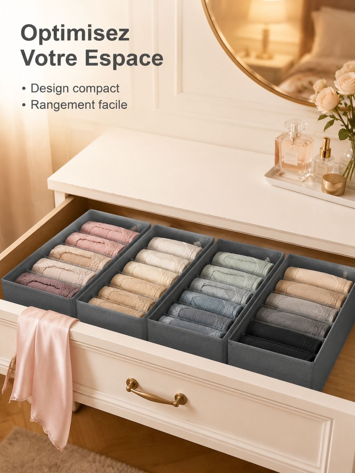 Boîte de rangement compartimentée pour sous-vêtements