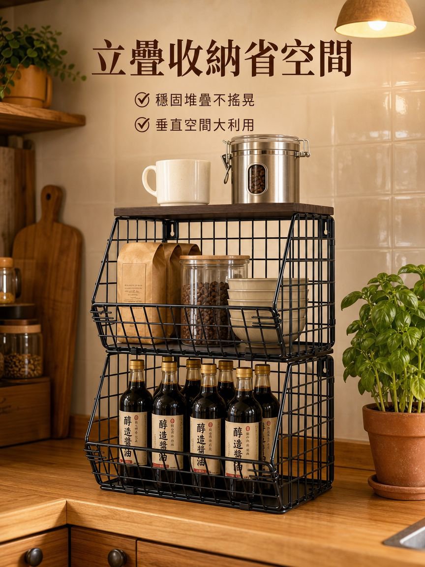 加厚鐵藝木質收納架
