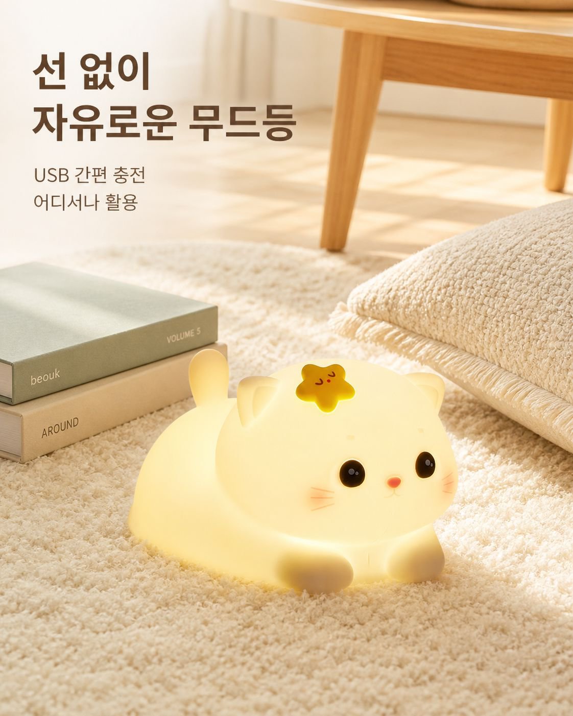 고양이 무드등 귀여운 터치 센서 램프