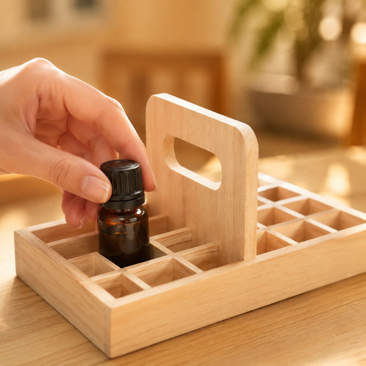 Solid Wood Essential Oil Storage Box Portable dōTERRA Display Stand