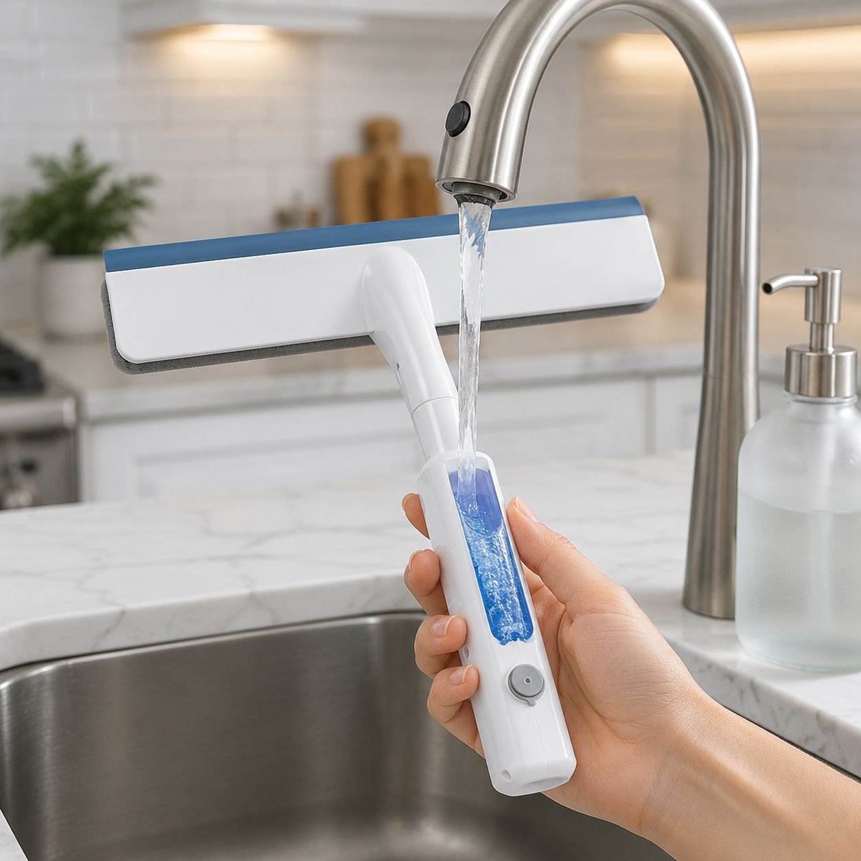 Durable window cleaning tool with long reach handle