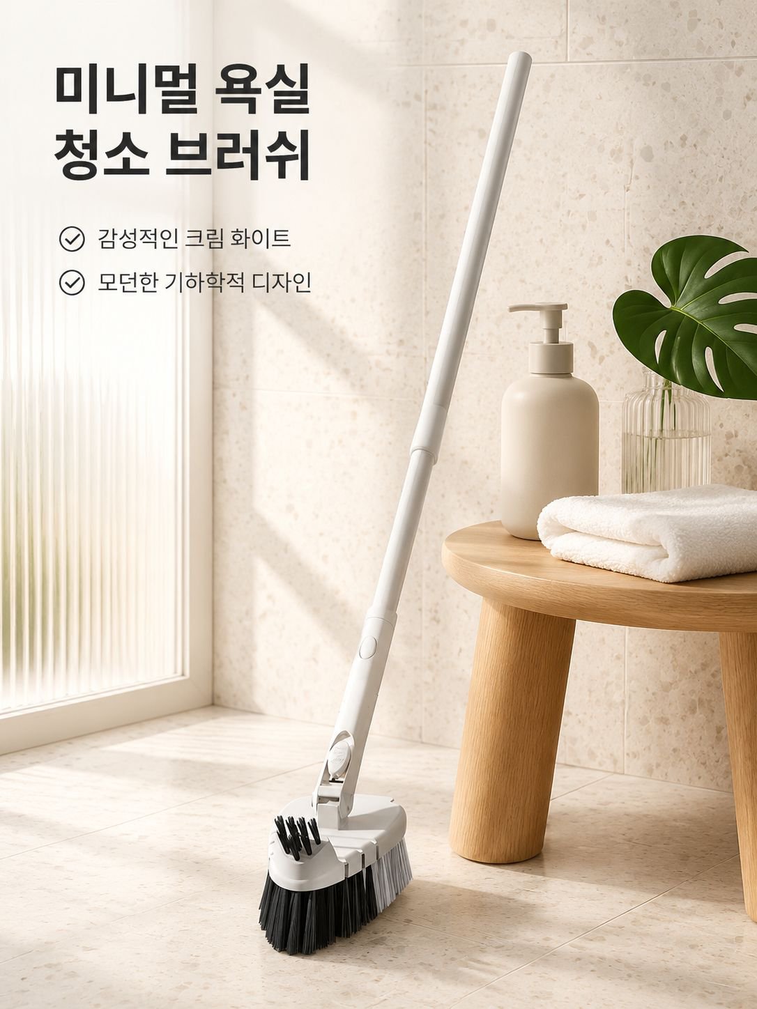 긴 손잡이의 뻣뻣한 솔