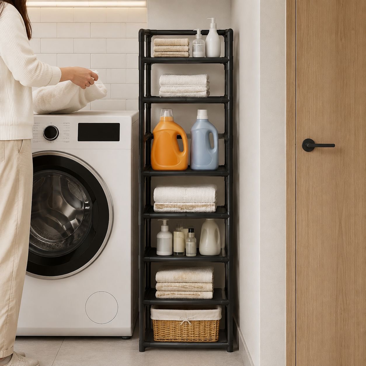 Easy-to-assemble multi-layer shelf unit