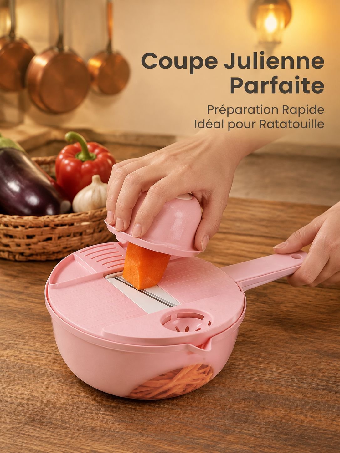 Ensemble multifonction 6 pièces pour légumes - essoreuse, râpe et coupe-légumes