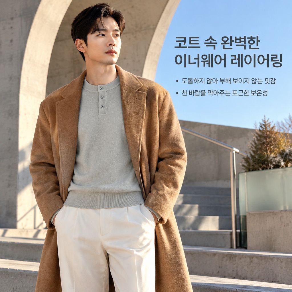 남성 울 모달 헨리넥 니트 스웨터 가을 겨울 데일리 이너웨어 상의