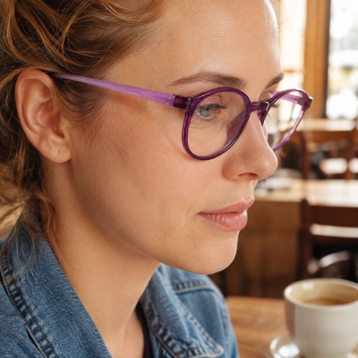 Trendy ultra-lightweight reading glasses on white background