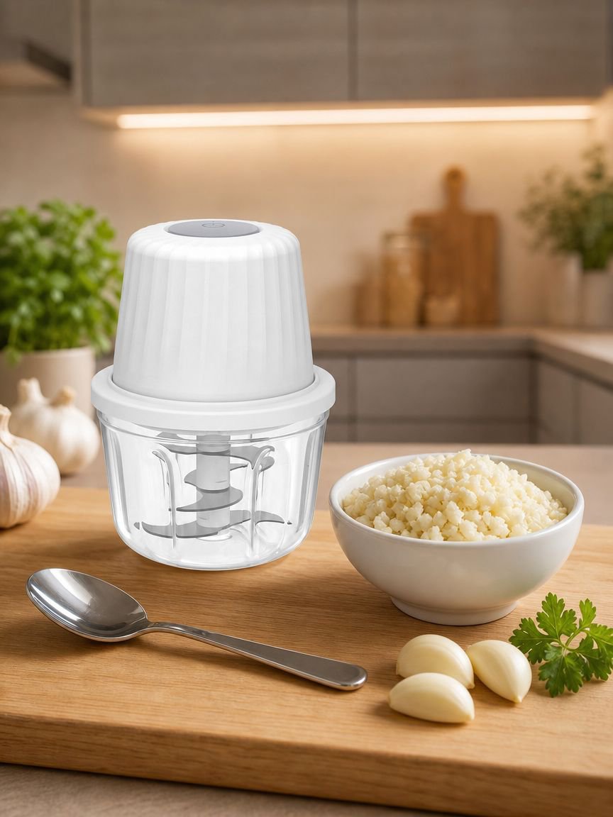 Kleiner Küchenhelfer zum Zerkleinern von Knoblauch und Gemüse