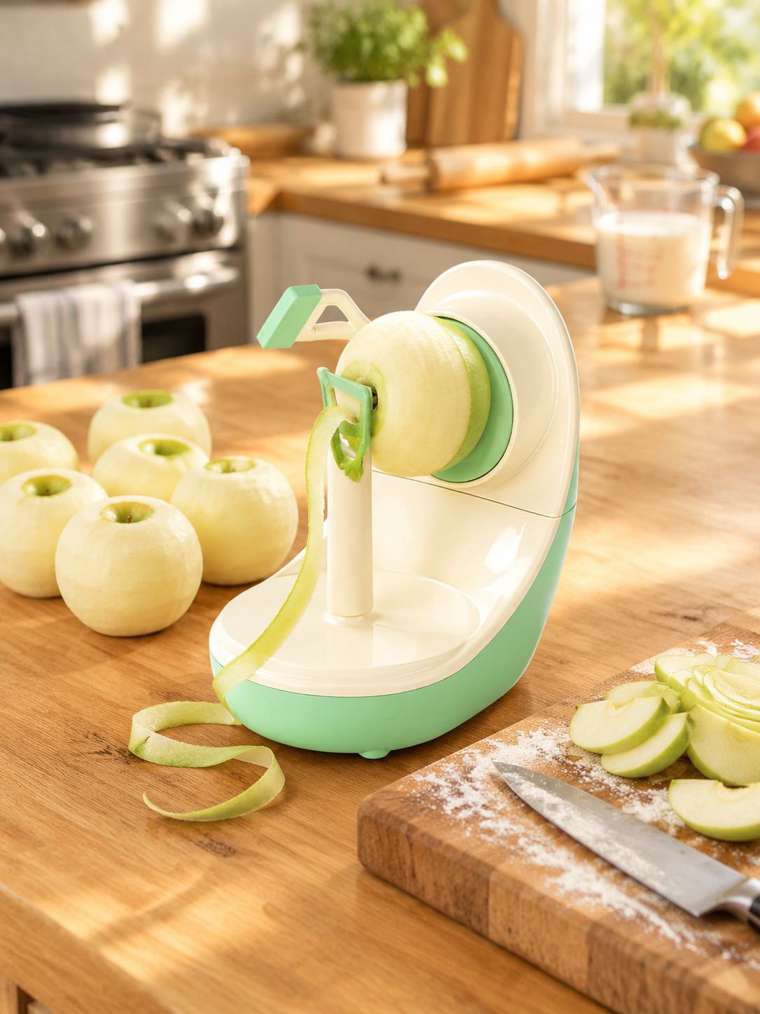 Easy-to-use automatic home electric peeler on a kitchen counter