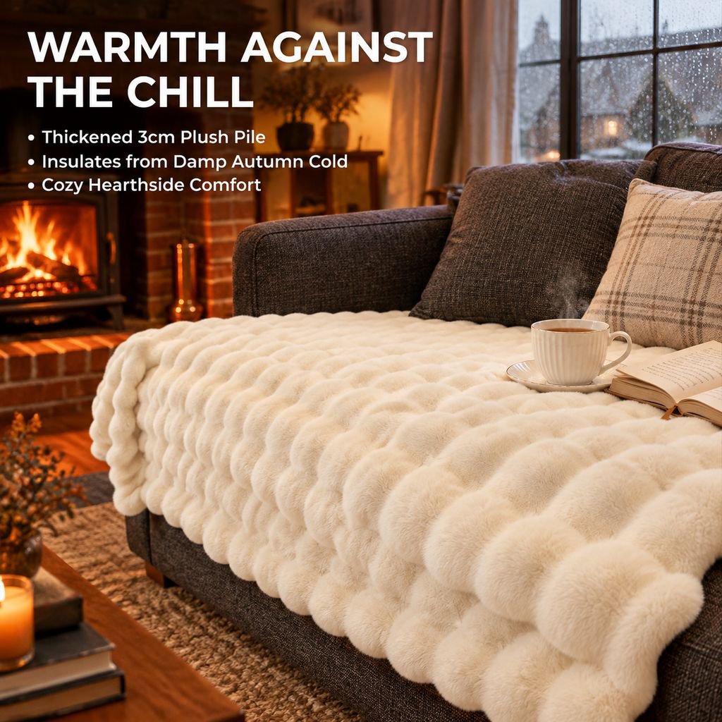 Thick Faux Rabbit Fur Sofa Cover Non-Slip Wavy Edge Couch Slipcover Blanket