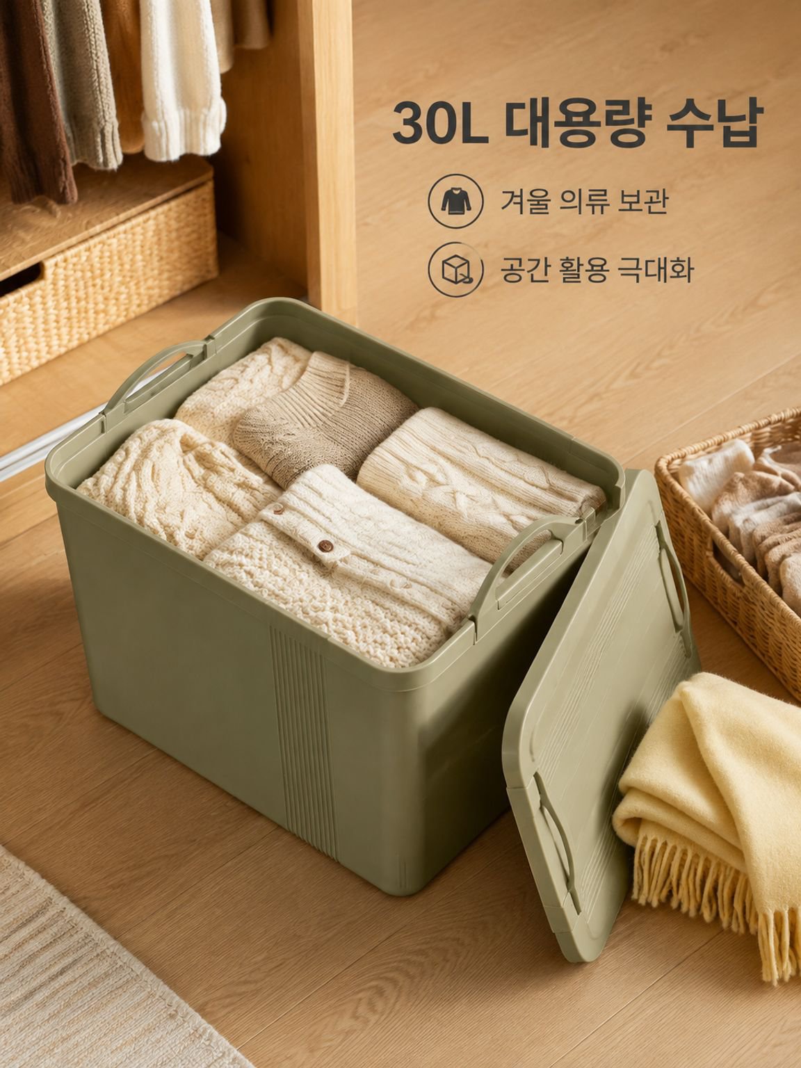 뚜껑이 달린 대용량 잡화 정리함