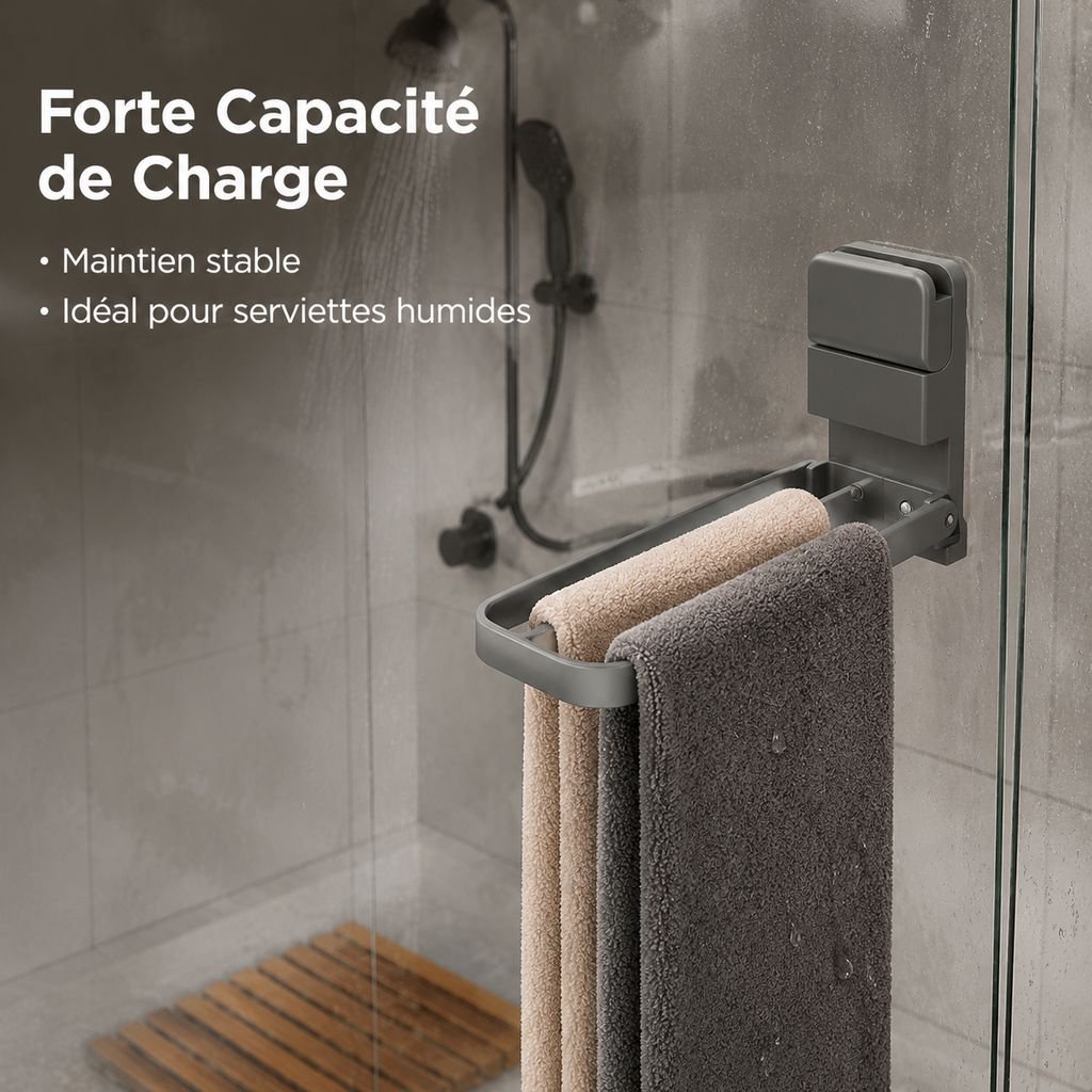 Porte-serviettes mural à ventouses (sans perçage)
