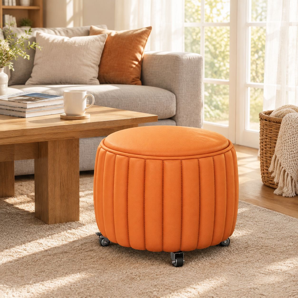 Home omnidirectional caster pumpkin stool