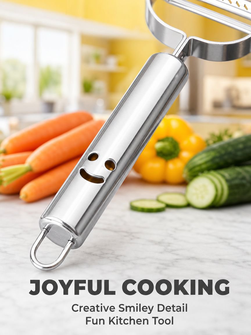 JMY - Stainless Steel Kitchen Gadgets for Restaurants and Homes: Fruit Peeler, Creative Smiley Face 