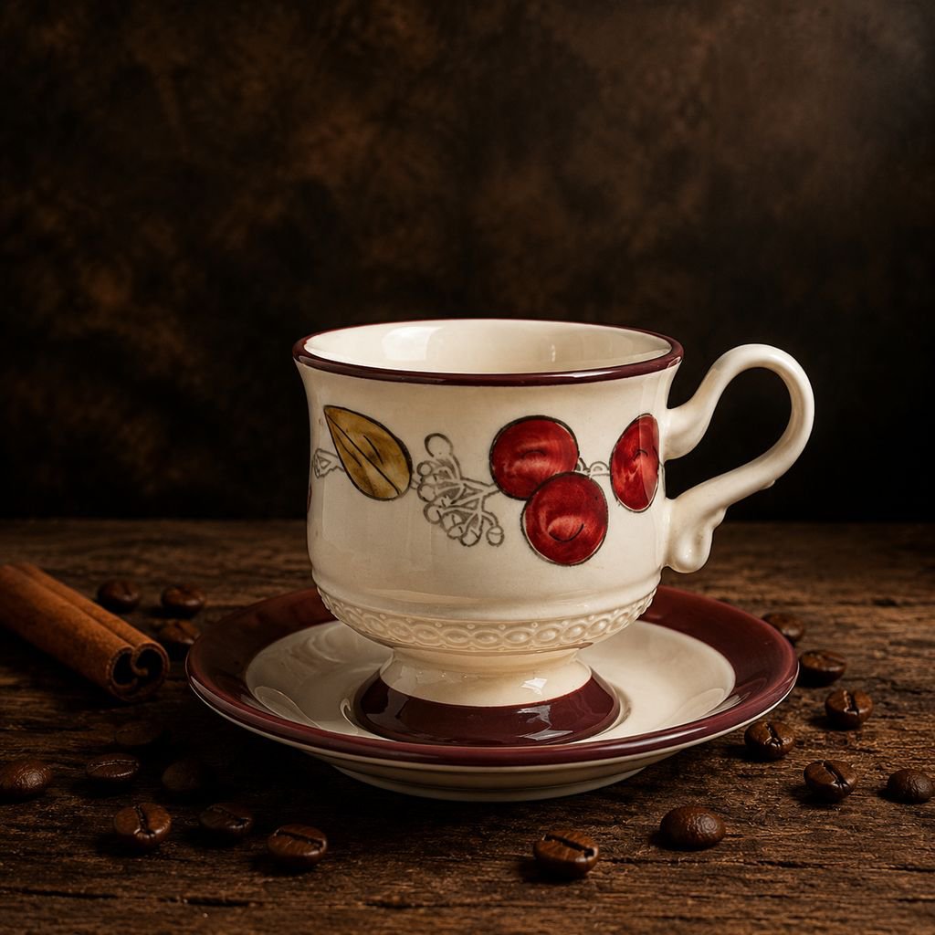 Keramik-Kaffeetassen- und Untertassen-Set im Vintage-Stil fuer Kaffee und Nachmittagstee