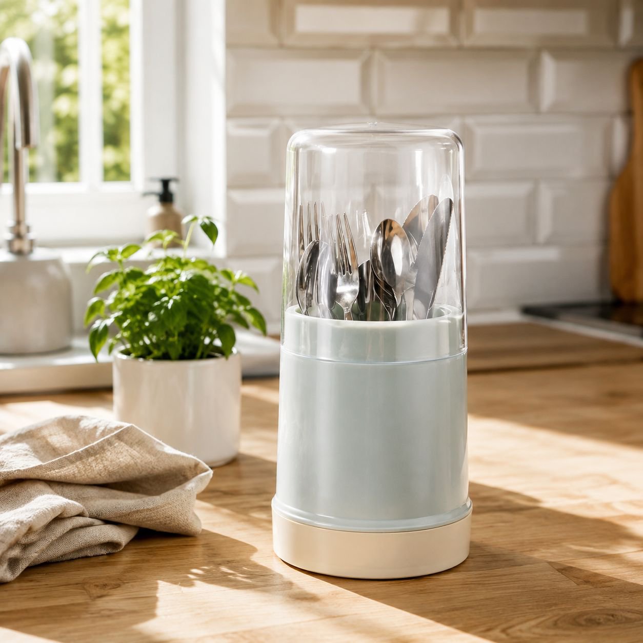 Kitchen Chopsticks Holder with Dust Cover and Drainage