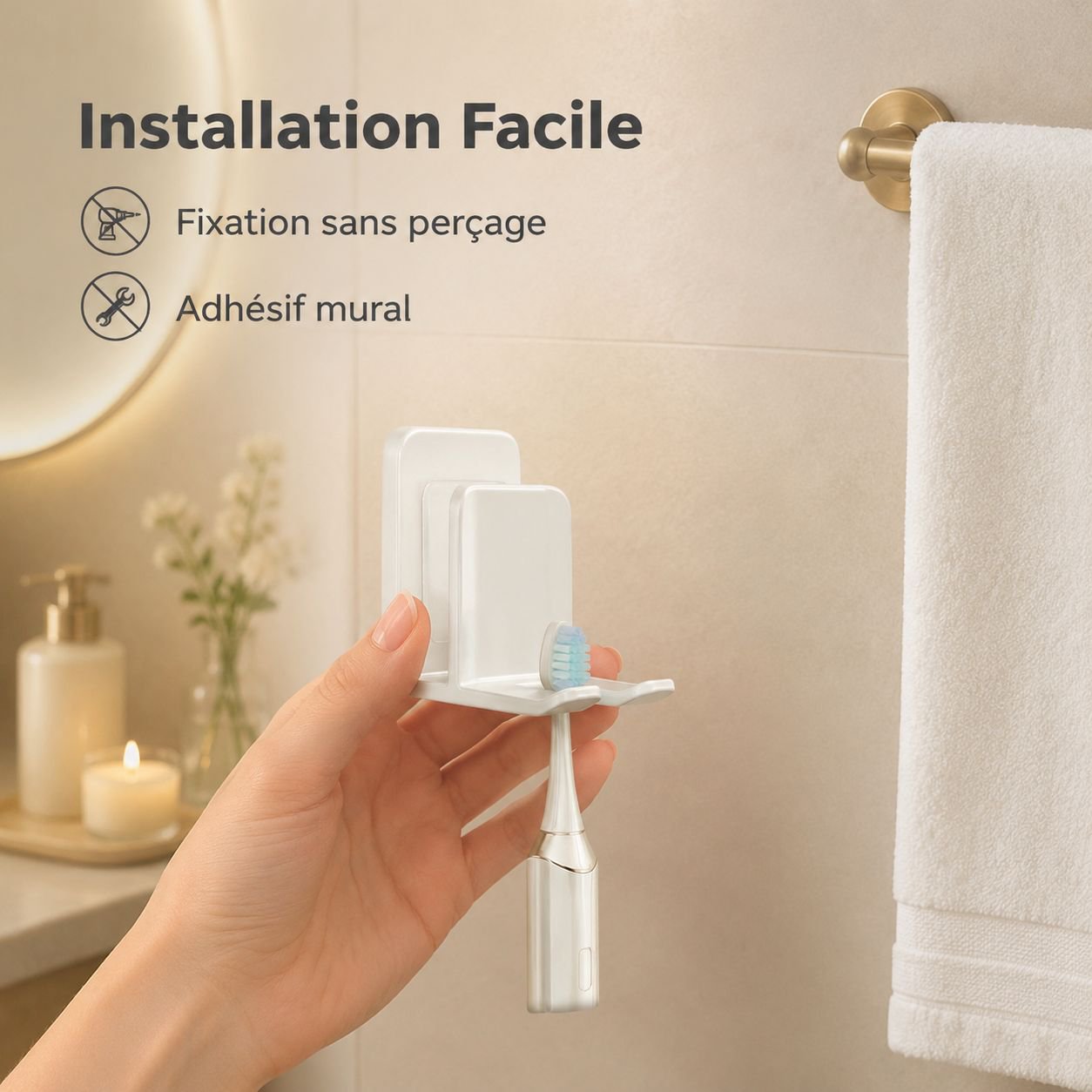 Porte-brosse à dents sans perçage