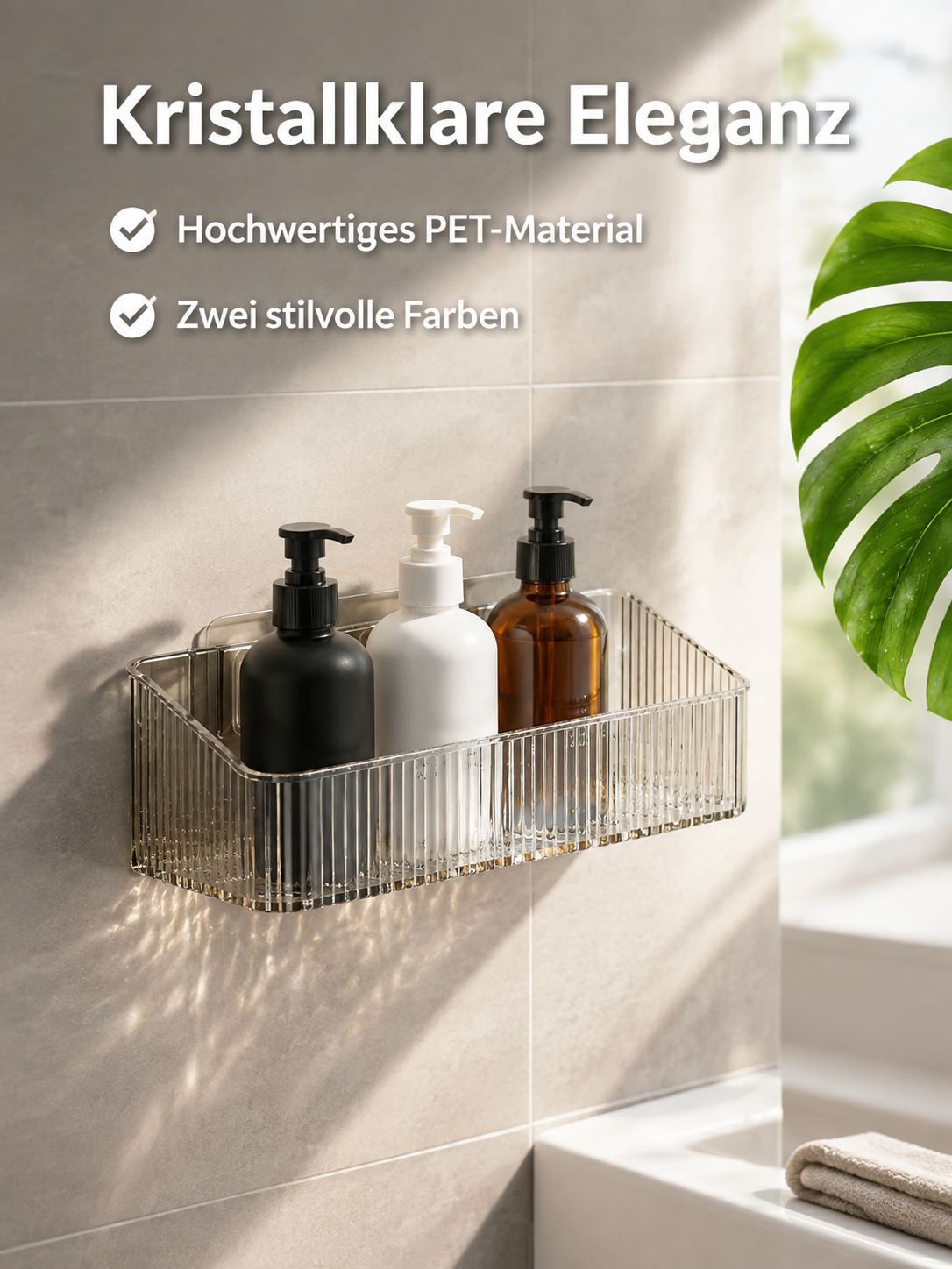 Transparente multifunktionale Badezimmer-Ablage mit Abfluss
