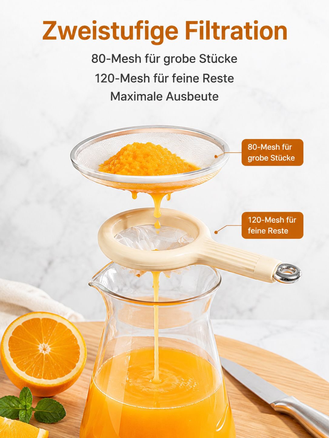 Multifunktionales Saft- und Küchensieb