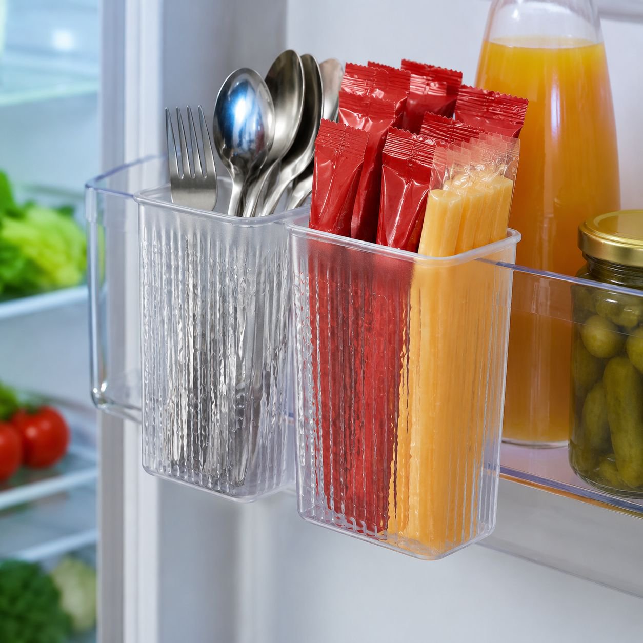 Hanging Cutlery Storage Rack for Refrigerator Side Door