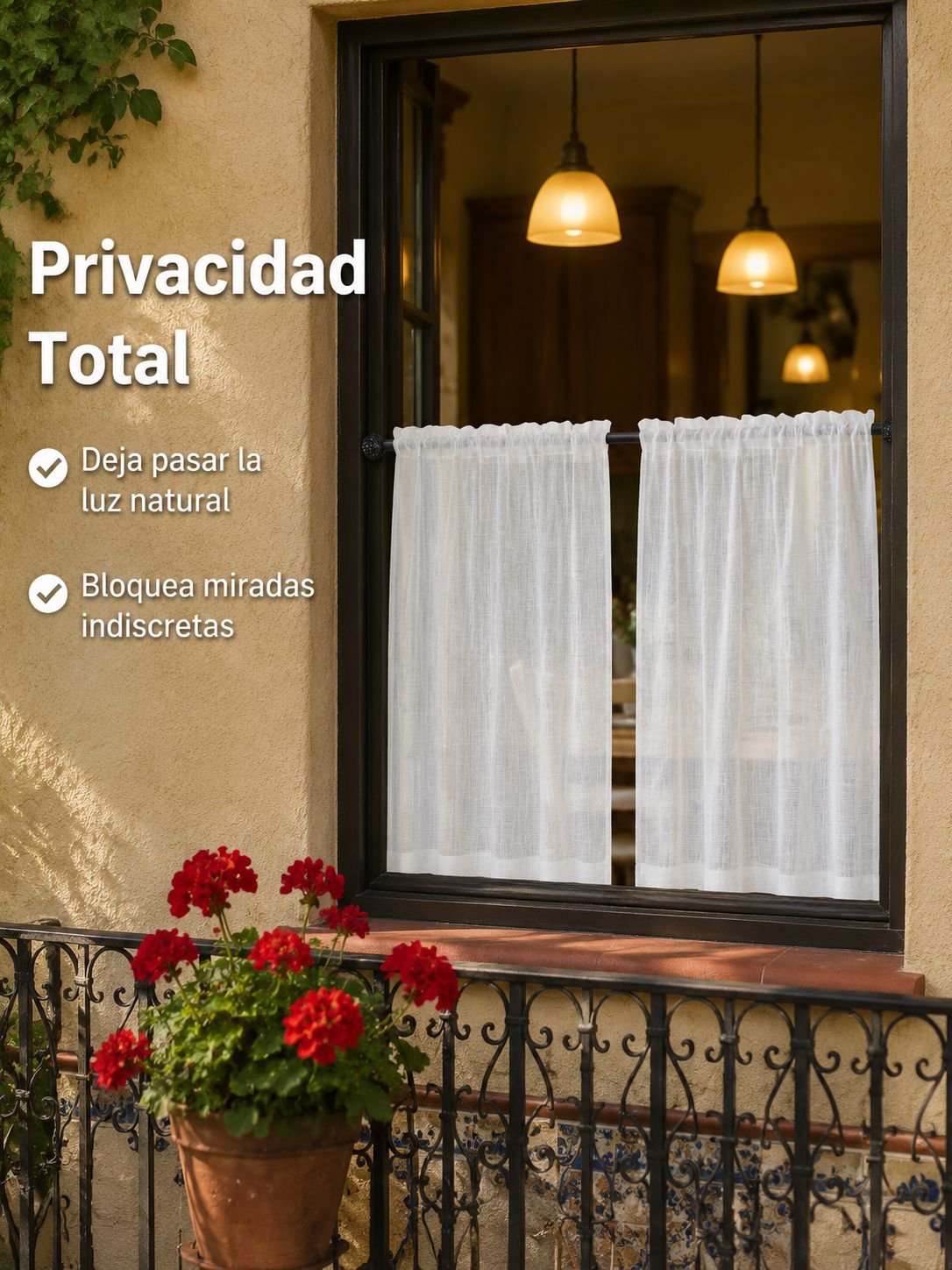 Cortina divisoria de lino para cocina, opaca para ventanas